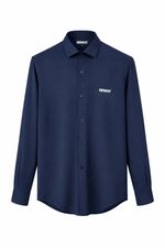 Camisa Social Masculina Holanda Azul Marinho LOGO NOVO