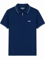 Polo Amalfi Zíper Masculina Azul Marinho friso cinza LOGO NOVO 