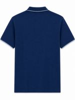 Polo Amalfi Zíper Masculina Azul Marinho friso cinza LOGO NOVO 