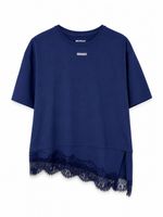 Camiseta Algodão & Renda Siena Azul Marinho Feminina LOGO NOVO
