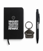 Kit Presente LOGO NOVO- Moleskine & Caneta San Diego REMAX Preta & Chaveiro Titan (3 Itens) 