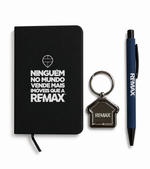 Kit Presente LOGO NOVO- Moleskine & Caneta San Diego Azul Marinho & Chaveiro Titan (3 Itens)