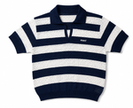 Polo Miami Beach Feminina Tricot Azul Marinho LOGO NOVO