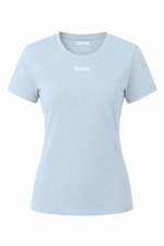 Camiseta Algodão Pima Azul Claro Feminina Gola Redonda By Rute Vieira