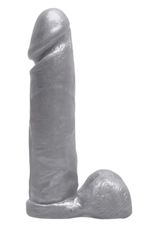 PRÓTESE LUXÚRIA PRATA COM GLITTER E SACO ESCROTAL SEM VIBRO 19,5 X 5,5 CM
