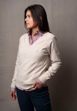 Suéter Tricot Monaco Gola V Bege
