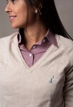 Suéter Tricot Monaco Gola V Bege