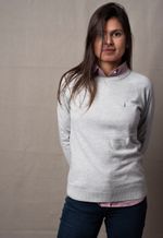 Suéter Tricot Barcelona Gola U Cinza