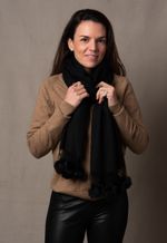 Estola Viscose Pingente de Coelho Preto