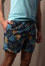Shorts Estampado Isla 1753 Azul com Amarelo