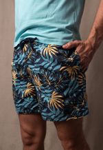 Shorts Estampado Isla 1753 Azul com Amarelo