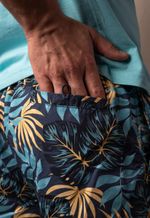 Shorts Estampado Isla 1753 Azul com Amarelo