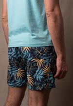 Shorts Estampado Isla 1753 Azul com Amarelo