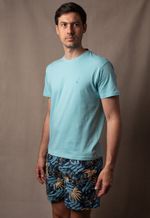 Shorts Estampado Isla 1753 Azul com Amarelo