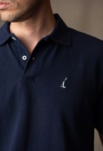 Polo Piquet Masculina Azul Marinho