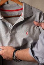 Polo Piquet Masculina Cinza