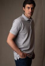 Polo Piquet Masculina Cinza