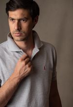 Polo Piquet Masculina Cinza