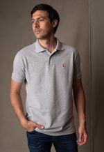 Polo Piquet Masculina Cinza