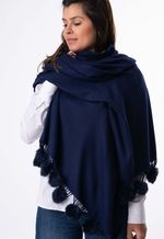 Estola Viscose Pingente de Coelho Azul Marinho