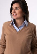 Suéter Feminino Monaco Gola V 015449 Marrom