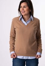 Suéter Feminino Monaco Gola V 015449 Marrom