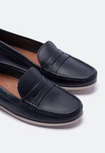 Mocassim Feminino Couro Azul Marinho