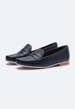 Mocassim Feminino Couro Azul Marinho