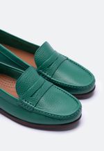Mocassim Feminino Couro Verde Esmeralda