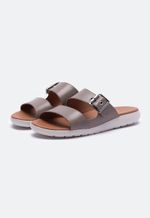 Sandália Feminina Couro New Taupe Flat
