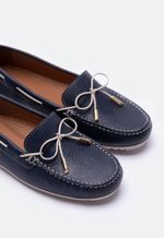 Mocassim Feminino Couro Azul Marinho