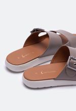 Sandália Feminina Couro New Taupe Flat