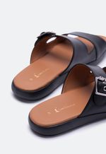Sandália Feminina Couro Preto Flat