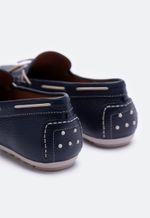 Mocassim Feminino Couro Azul Marinho