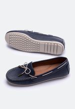 Mocassim Feminino Couro Azul Marinho