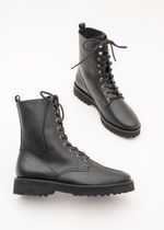 Bota Coturno Cano Curto Couro Preto