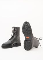 Bota Coturno Cano Curto Couro Preto