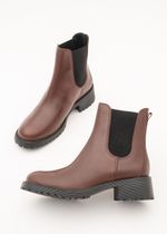 Bota Chelsea Feminina Couro Marrom