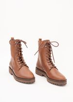 Bota Coturno Cano Curto Couro Conhaque