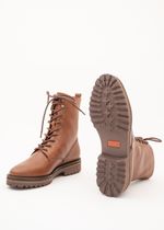 Bota Coturno Cano Curto Couro Conhaque