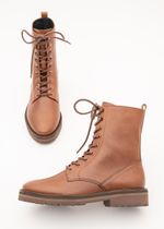 Bota Coturno Cano Curto Couro Conhaque