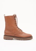 Bota Coturno Cano Curto Couro Conhaque