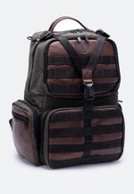 Mochila Tática Lona e Couro Verde Militar