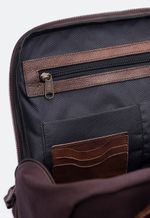 Mochila Lona e Couro Café