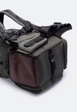 Mochila Tática Lona e Couro Verde Militar