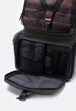 Mochila Tática Lona e Couro Verde Militar
