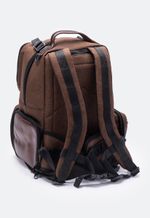 Mochila Tática Lona e Couro Marrom