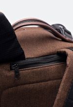 Mochila Tática Lona e Couro Marrom