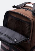 Mochila Tática Lona e Couro Marrom
