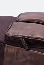 Mochila Lona e Couro Café